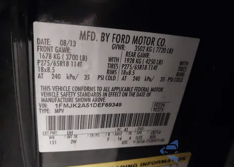 2013 Ford Expedition El Limited from USA, damaged, VIN 1FMJK2A51DEF69349